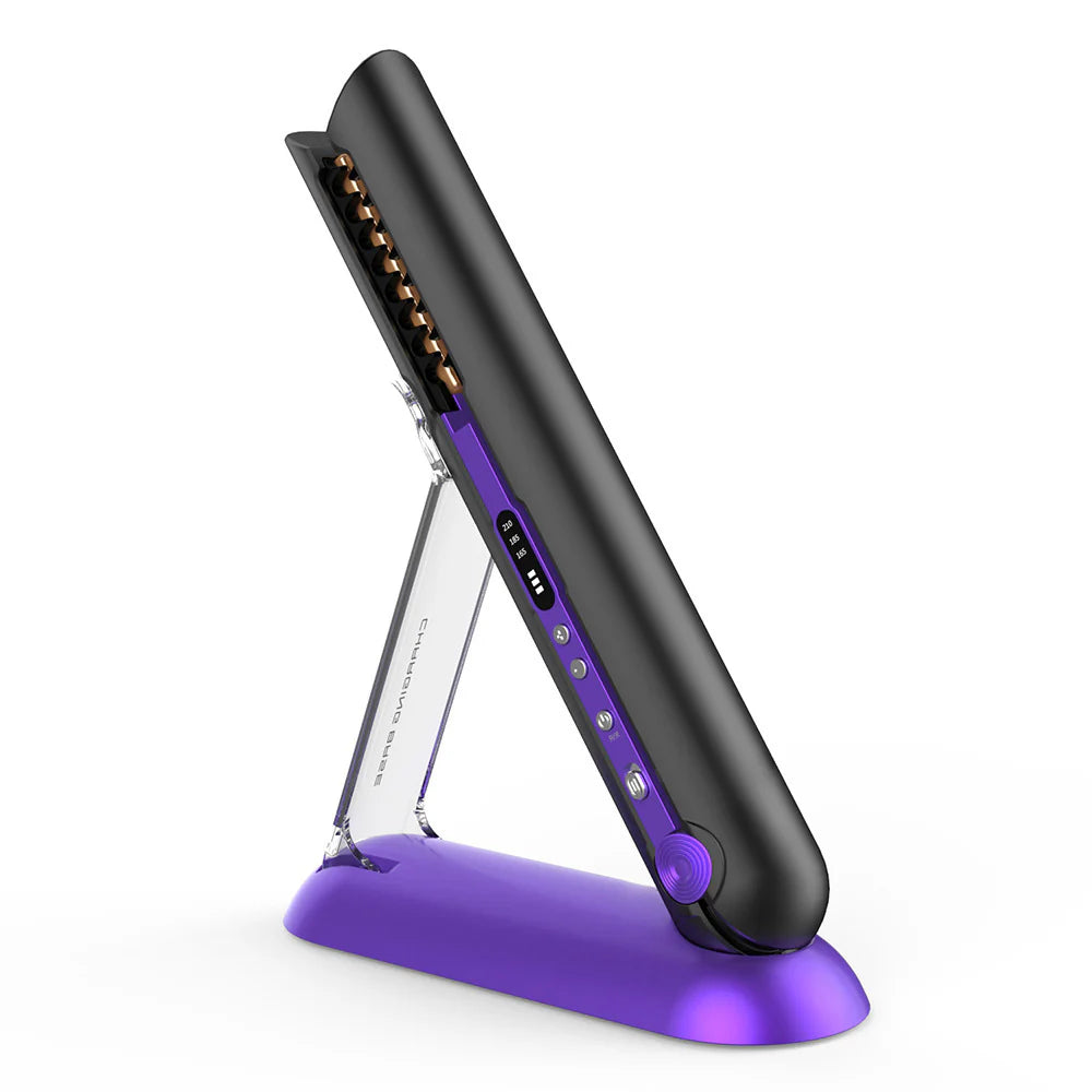 Professional Hair Straightener Ceramic Flat Iron 2 in 1 Cordless Hair Straightener and Curler Rechargeable Wireless Straightene