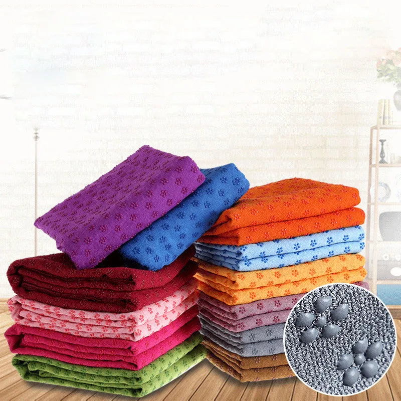 183*63cm Portable Anti-slip Sweat-absorbent Yoga Mat Towel Cloth Mat Ultra-thin Yoga Blanket Towel Blanket Workout with Bag