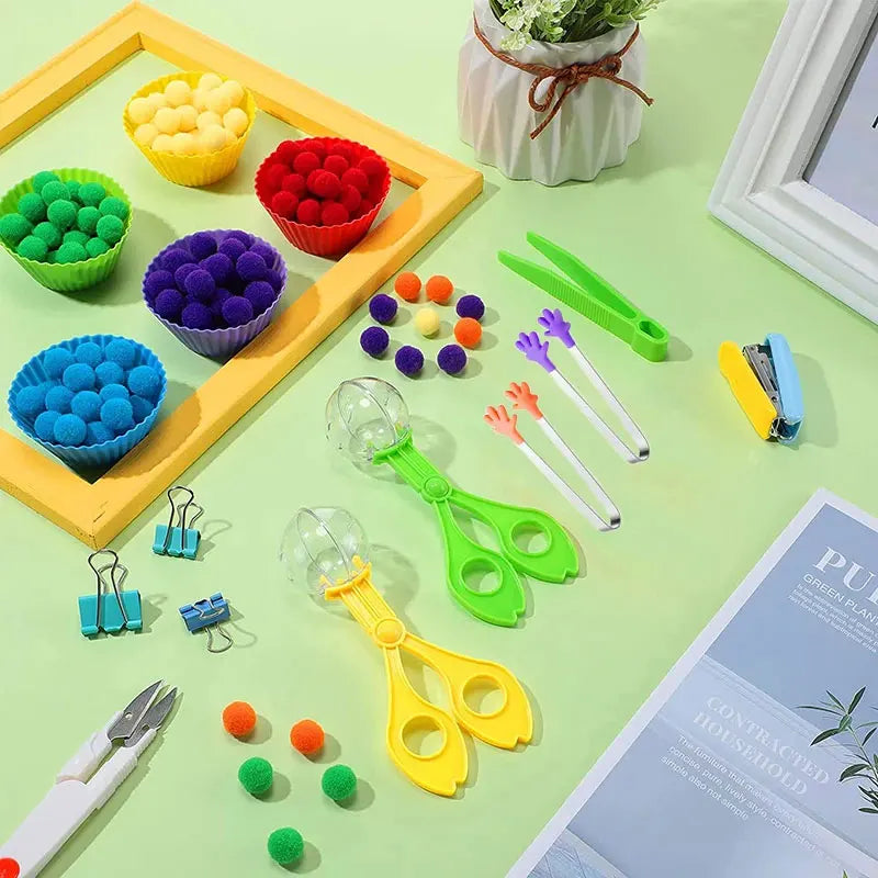 Children's Rainbow Counting Pompoms Toys