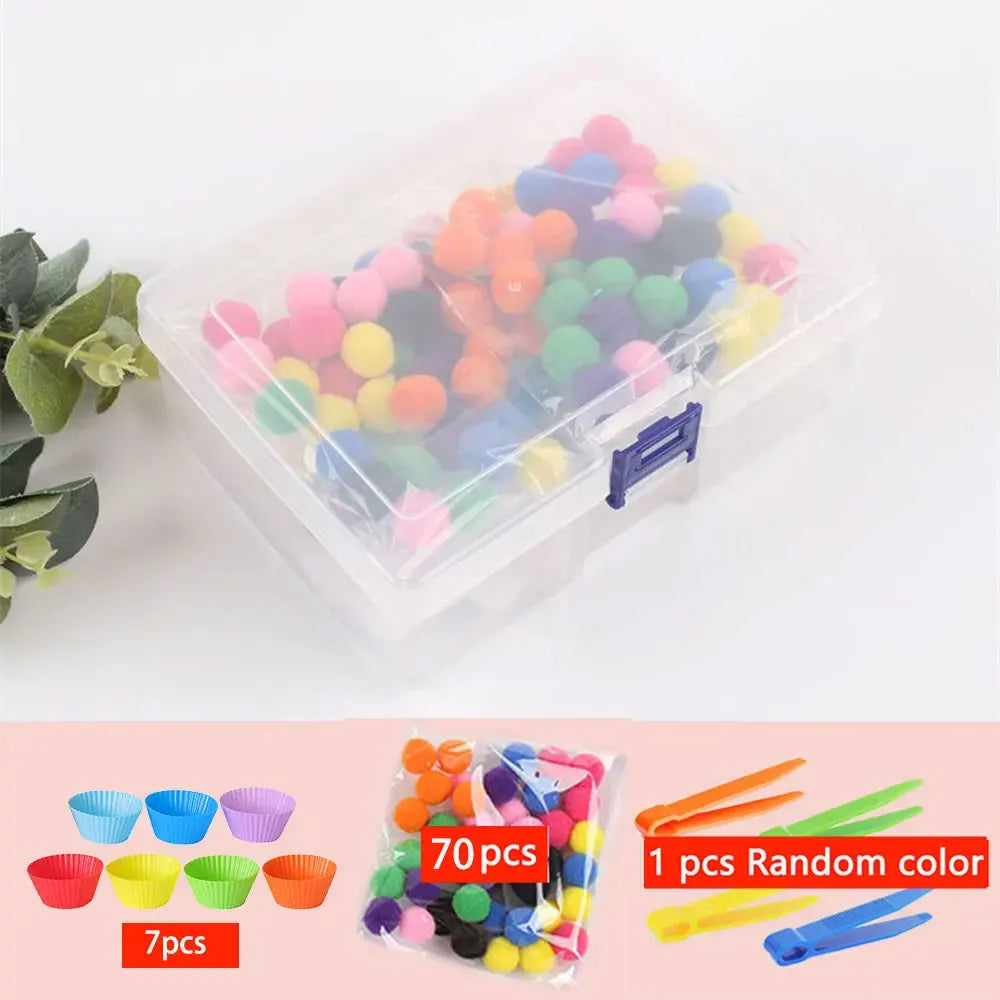 Children's Rainbow Counting Pompoms Toys