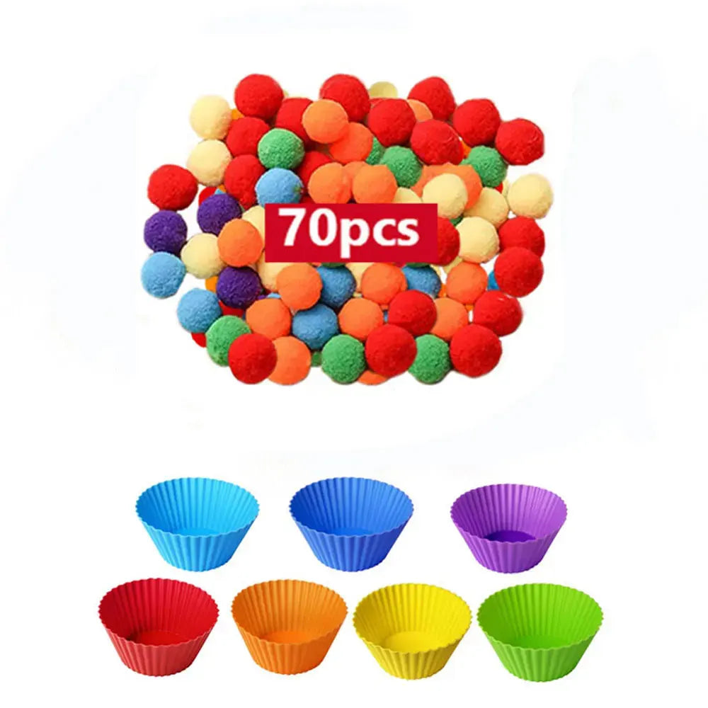 Children's Rainbow Counting Pompoms Toys