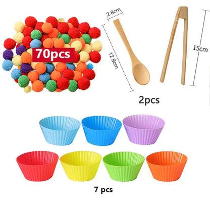 Children's Rainbow Counting Pompoms Toys