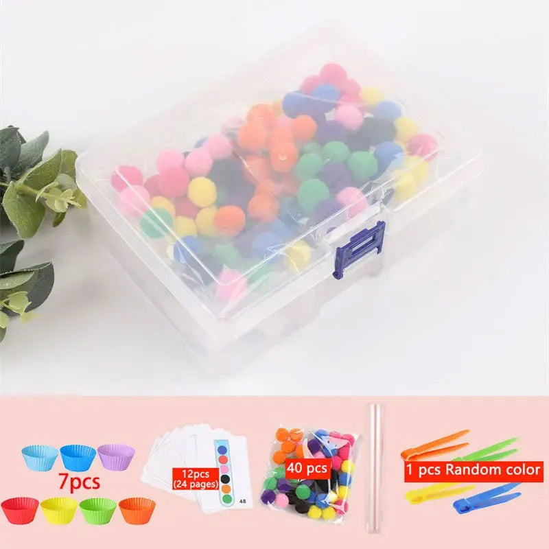 Children's Rainbow Counting Pompoms Toys