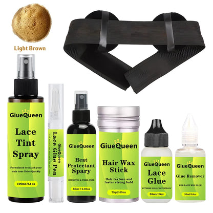 8 pcs Wig Install Kit Wig Glue Tint Spray Glue Pen Heat Protectant Glue Pen Hair Wax Stick Lace Glue For Lace Front Waterproof