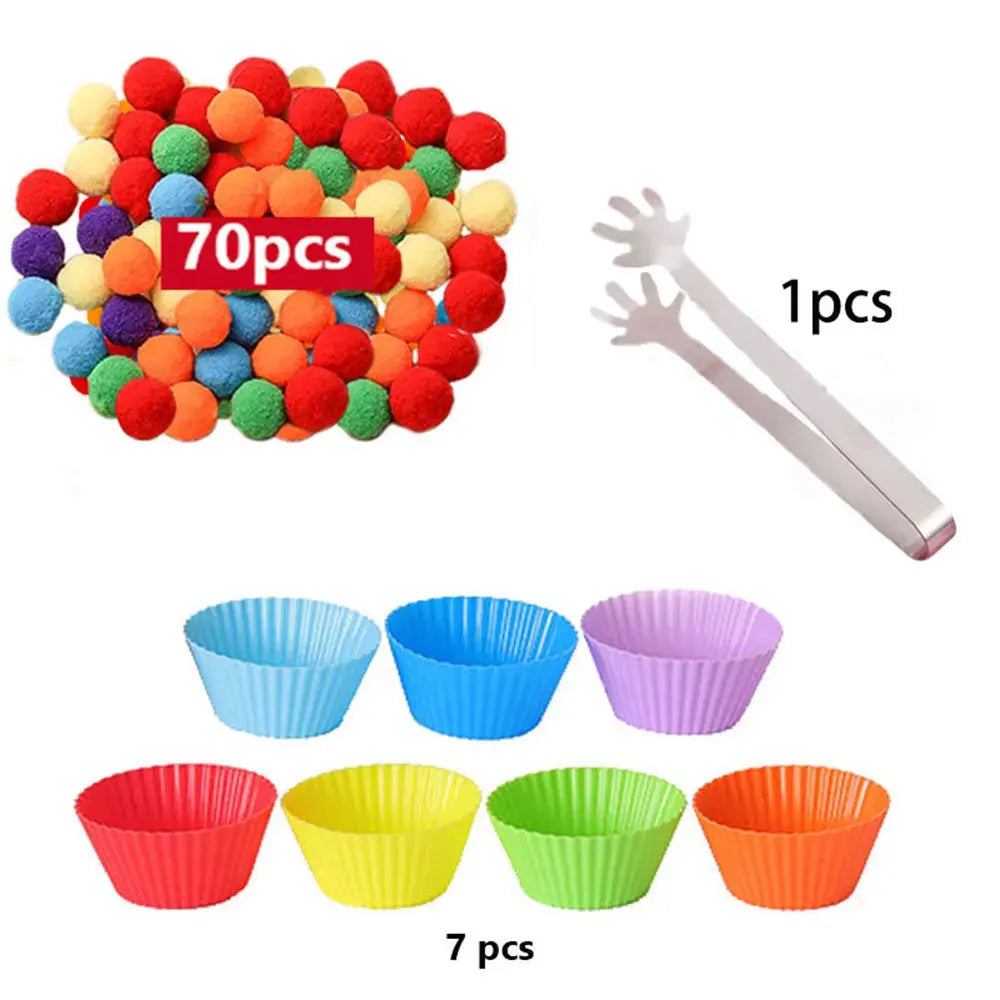 Children's Rainbow Counting Pompoms Toys