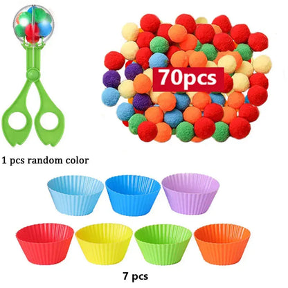 Children's Rainbow Counting Pompoms Toys