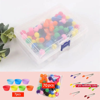 Children's Rainbow Counting Pompoms Toys