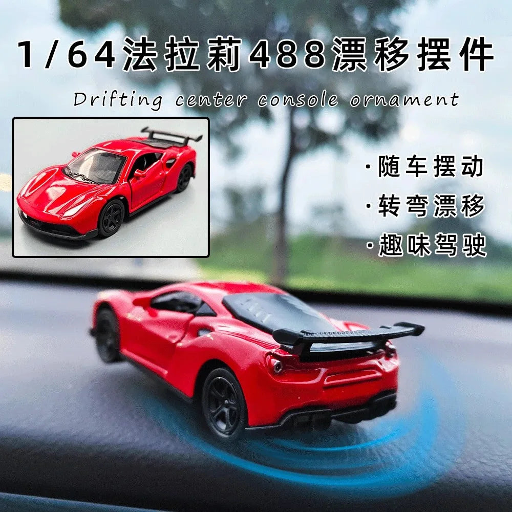 1PC Auto Dashboard Turning Racing Model Decoration Sports Car Drift Rotating Ornaments Car Center Console Accessories