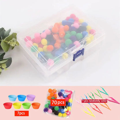 Children's Rainbow Counting Pompoms Toys