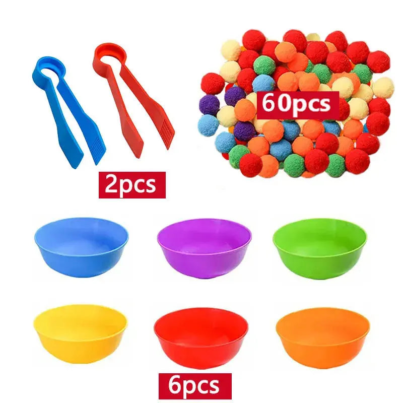 Children's Rainbow Counting Pompoms Toys