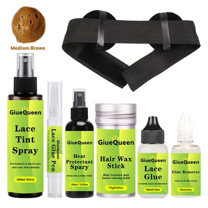 8 pcs Wig Install Kit Wig Glue Tint Spray Glue Pen Heat Protectant Glue Pen Hair Wax Stick Lace Glue For Lace Front Waterproof