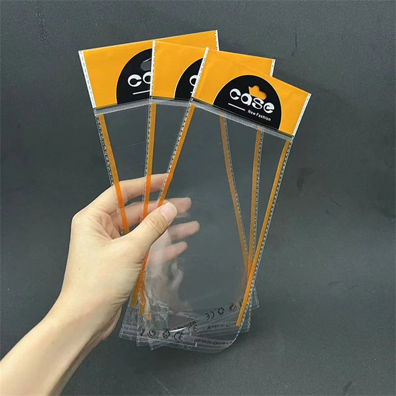 100pcs Hanging Hole Clear OPP Plastic Poly Bag Packing Self Seal Cellophane Packaging Bags For Phone Case A342