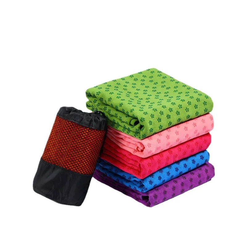 183*63cm Portable Anti-slip Sweat-absorbent Yoga Mat Towel Cloth Mat Ultra-thin Yoga Blanket Towel Blanket Workout with Bag