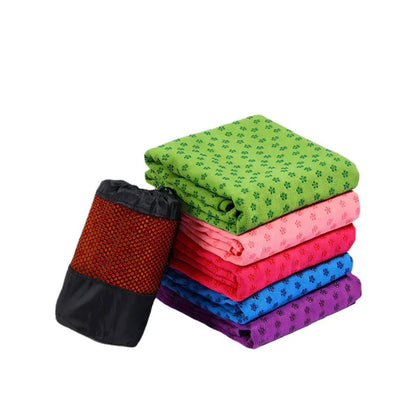 183*63cm Portable Anti-slip Sweat-absorbent Yoga Mat Towel Cloth Mat Ultra-thin Yoga Blanket Towel Blanket Workout with Bag