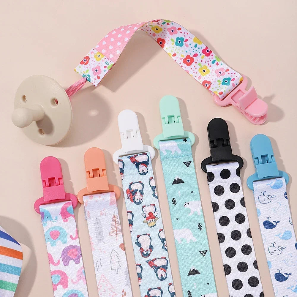 Baby Cartoon Pacifier Clips Chains Ribbon