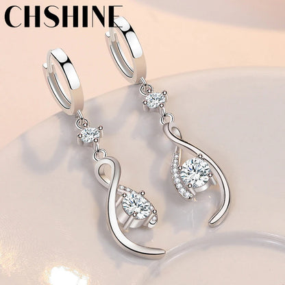 CHSHINE 925 Sterling Silver Love Interweave Blue AAA Zircon Earrings for Women's Wedding Gifts Fashion Jewelry