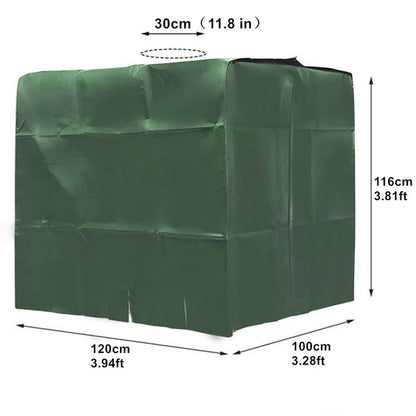 New Green 1000L IBC Tank Cover Container Aluminum waterproof and Dustproof Cover Rainwater Tank Oxford Cloth UV Protection Cover