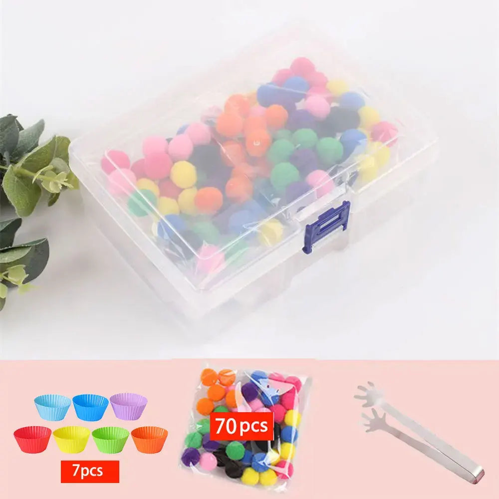 Children's Rainbow Counting Pompoms Toys