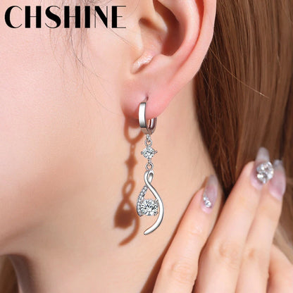 CHSHINE 925 Sterling Silver Love Interweave Blue AAA Zircon Earrings for Women's Wedding Gifts Fashion Jewelry