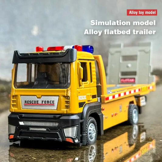 Simulation Alloy Engineering Vehicle Truck Car Model Flatbed Trailer Diecasts Toys for Boys Kids Gifts Children Toy Home Decor