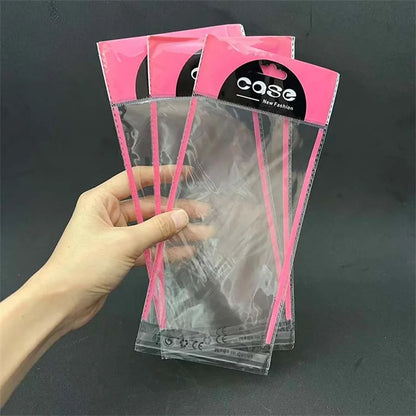 100pcs Hanging Hole Clear OPP Plastic Poly Bag Packing Self Seal Cellophane Packaging Bags For Phone Case A342