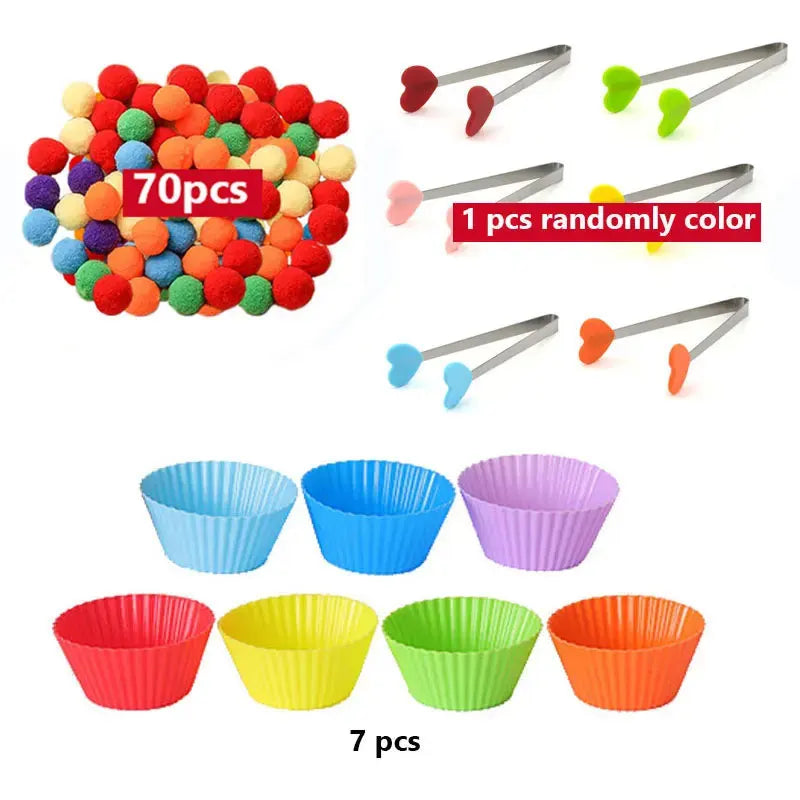 Regenbogen-Zähl-Pompons für Kinder