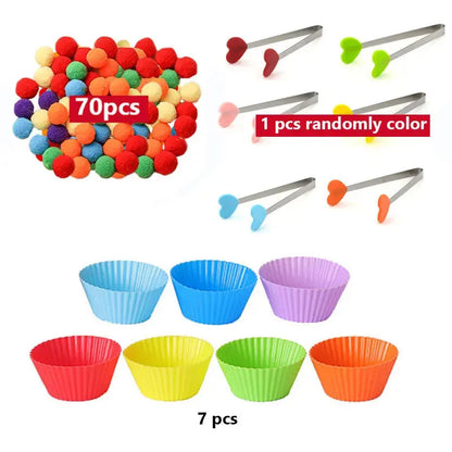 Children's Rainbow Counting Pompoms Toys