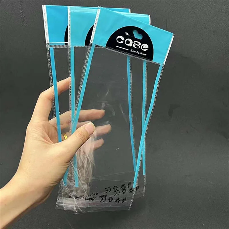 100pcs Hanging Hole Clear OPP Plastic Poly Bag Packing Self Seal Cellophane Packaging Bags For Phone Case A342