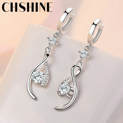 CHSHINE 925 Sterling Silver Love Interweave Blue AAA Zircon Earrings for Women's Wedding Gifts Fashion Jewelry