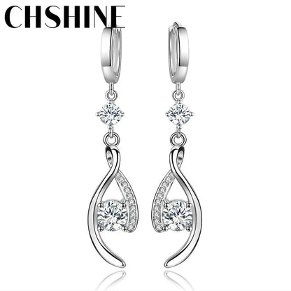 CHSHINE 925 Sterling Silver Love Interweave Blue AAA Zircon Earrings for Women's Wedding Gifts Fashion Jewelry