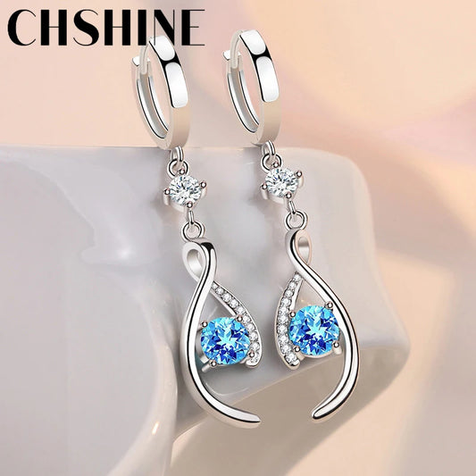 CHSHINE 925 Sterling Silber Love Interweave Blau AAA Zirkon Ohrringe für Frauen Hochzeitsgeschenke Modeschmuck